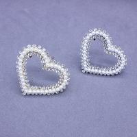 Plastic Pearl Brooch Zinc Alloy Heart plated for woman & with rhinestone Sold By PC