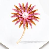 Rhinestone Brooch Zinc Alloy Flower hand drawing can be used as brooch or pendant & with rhinestone red Sold By PC