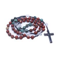 Sweater Chain Necklace African Turquoise with Iron Rock & Red Jasper polished Unisex two different colored Length Approx 26.77 Inch Sold By PC