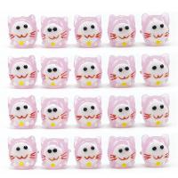 Animal Lampwork Beads Cat stoving varnish DIY pink 10mm Sold By PC