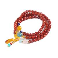 Agaat armbanden, Yunnan Rode Agaat, met Shell Pearl & bijenwas & Gele Agaat & Lampwork, drie lagen & folk stijl & voor vrouw, meer kleuren voor de keuze, 5.5-6mm, Lengte Ca 5.5-6.3 inch, Verkocht door PC