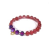 Rose Quartz Bracelet with zinc alloy bead & Amethyst polished for woman & with rhinestone pink Length Approx 7.6 Inch Sold By PC