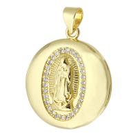 Brass Locket Pendants, gold color plated, fashion jewelry & micro pave cubic zirconia & for woman, golden, 20x23x6mm, Hole:Approx 3mm, 10PCs/Lot, Sold By Lot