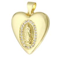 Brass Locket Pendants, Heart, gold color plated, fashion jewelry & micro pave cubic zirconia & for woman, golden, 18.50x20x6mm, Hole:Approx 3mm, 10PCs/Lot, Sold By Lot