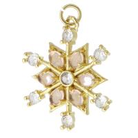 Cubic Zirconia Micro Pave Brass Pendant Snowflake gold color plated fashion jewelry & micro pave cubic zirconia & for woman & with rhinestone two different colored Approx 3mm Sold By Lot