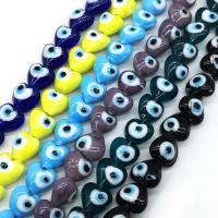 Evil Eye lampwork perle, Srce, možete DIY, više boja za izbor, 12mm, Približno 100računala/Torba, Prodano By Torba