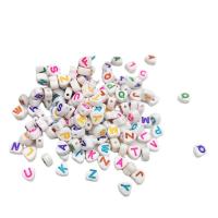 Grânulos acrílicos de alfabeto, acrilico, Coração, DIY & esmalte, cores misturadas, 4x7mm, Aprox 100PCs/Bag, vendido por Bag