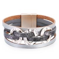 PU Leather Cord Bracelets Zinc Alloy with PU Leather multilayer & Bohemian style & for woman Sold By PC
