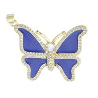 Cubic Zirconia Micro Pave Brass Pendant Butterfly gold color plated fashion jewelry & DIY & micro pave cubic zirconia & for woman & enamel two different colored Approx 3mm Sold By Lot