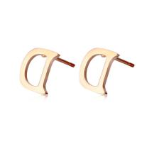 Stainless Steel Stud Earrings 316L Stainless Steel Letter D Vacuum Ion Plating fashion jewelry & Unisex rose gold color 11mm 7mm Sold By Pair
