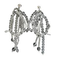 Crystal Earrings with Zinc Alloy silver color plated fashion jewelry & for woman Crystal Clear 105mm Sold By Pair