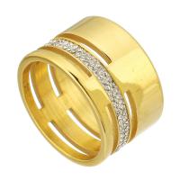 Stainless Steel Finger Ring 316 Stainless Steel Vacuum Plating fashion jewelry & Unisex & with rhinestone golden 14mm Approx 5mm US Ring Sold By Lot