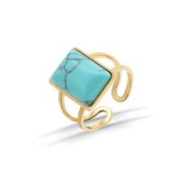 Turquoise Finger Ring 304 Stainless Steel with turquoise fashion jewelry & for woman golden 11*15mm 19*7mm Sold By PC