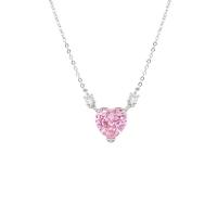 Titanium Steel Necklace with Cubic Zirconia with 5cm extender chain Heart fashion jewelry & adjustable & for woman pink Length Approx 42 cm Sold By PC