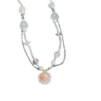Plastic Pearl Necklace Glass Beads with Resin & Plastic Pearl & Acrylic with 6cm extender chain Strawberry fashion jewelry & adjustable & for woman mixed colors nickel lead & cadmium free Length Approx 37 cm Sold By PC