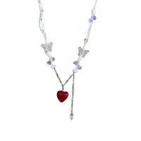 Natural Freshwater Pearl Necklace Lampwork with Freshwater Pearl & Acrylic with 11cm extender chain Heart fashion jewelry & adjustable & for woman mixed colors Length Approx 41 cm Sold By PC