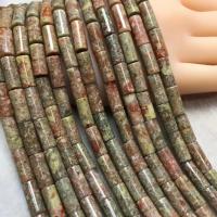 Natural Unakite Beads Column polished DIY Length 38 cm Sold By PC
