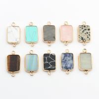 Gemstone Connector Natural Stone with Brass Rectangle gold color plated DIY & 1/1 loop nickel lead & cadmium free Sold By PC