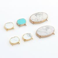 Gemstone Connector Turquoise with Brass Oval gold color plated DIY & 1/1 loop Sold By PC