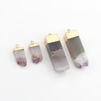 Quartz Gemstone Pendants Amethyst with Brass gold color plated Unisex Sold By PC
