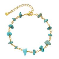 Fashion Turquoise Bracelets Brass with turquoise with 1.97inch extender chain 18K gold plated fashion jewelry & for woman golden nickel lead & cadmium free Length Approx 6.7 Inch Sold By PC