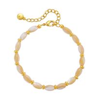 South Sea Shell Bracelets Brass with Shell Pearl with 2.36inch extender chain 18K gold plated fashion jewelry & for woman golden nickel lead & cadmium free Length Approx 6.3 Inch Sold By PC
