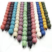 Koraliki naturalna lawa, Koło, DIY & różnej wielkości do wyboru, dostępnych więcej kolorów, sprzedawane na około 38 cm Strand