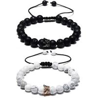 Gemstone Bracelets with Zinc Alloy Crown plated 2 pieces & fashion jewelry & adjustable Length 16-28 cm Sold By Set