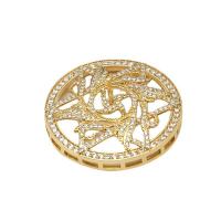 Brass Stick Pin Round plated DIY & micro pave cubic zirconia nickel lead & cadmium free 41mm Sold By PC