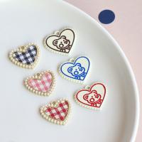 Zinc Alloy Heart Pendants with Plastic Pearl DIY Sold By PC