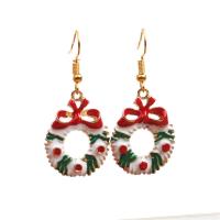 Christmas Earrings Zinc Alloy with Crystal gold color plated Christmas jewelry & for woman & enamel & with rhinestone mixed colors nickel lead & cadmium free Sold By Pair
