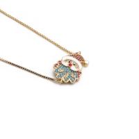 Christmas Necklaces Brass with 2 extender chain gold color plated Christmas jewelry & micro pave cubic zirconia & for woman mixed colors nickel lead & cadmium free Length 15.7 Inch Sold By PC