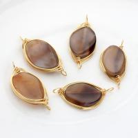 Agate Connector with Brass gold color plated DIY & 1/1 loop 19x39- Sold By PC