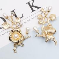 Hair Accessories DIY Findings Zinc Alloy with Plastic Pearl gold color plated & with rhinestone nickel lead & cadmium free Sold By Bag