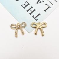 Zinc Alloy Bowknot Pendants KC gold color plated DIY & with rhinestone nickel lead & cadmium free Sold By Bag