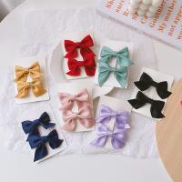 Hair Clip Cloth with Zinc Alloy handmade 2 pieces & for children 75mm Sold By Set
