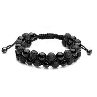 Gemstone Bracelets with Hematite Round Double Layer & fashion jewelry & Unisex & adjustable Length 16-28 cm Sold By PC