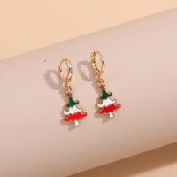 Christmas Earrings Zinc Alloy Cartoon plated Christmas jewelry & for woman & enamel Sold By Pair