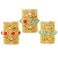 Zinc Alloy Spacer Beads with turquoise Column gold color plated DIY & hollow Approx 2mm Sold By PC