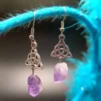Natural Quartz Earrings Amethyst with Aluminum Alloy fashion jewelry & for woman 50mm Sold By Pair