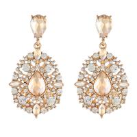 Crystal Earrings Zinc Alloy with Crystal gold color plated fashion jewelry & high quality plated & for woman Sold By Pair