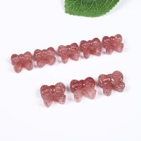 Natural Quartz Jewelry Beads Strawberry Quartz Bowknot DIY pink 15-17mm Sold By PC