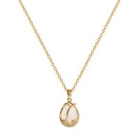Cats Eye Necklace Titanium Steel with Cats Eye with 3cm extender chain Teardrop Vacuum Ion Plating fashion jewelry & adjustable & for woman golden Length Approx 39 cm Sold By PC
