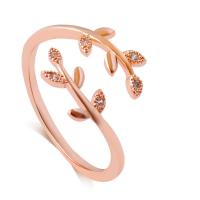 Zinc Alloy Cuff Finger Ring Leaf plated adjustable & for woman & with rhinestone nickel lead & cadmium free US Ring Sold By PC