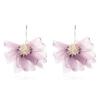Crystal Earrings Lace with Crystal Flower fashion jewelry & for woman Sold By Pair