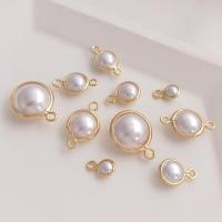 Shell Pearl Connector with Zinc Alloy gold color plated DIY  white Sold By PC