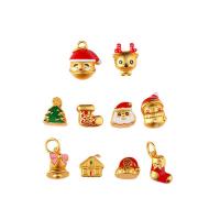 النحاس خرزة, لون الذهب مطلي, تصميم عيد الميلاد & ديي & أنماط مختلفة للاختيار, النيكل والرصاص والكادميوم الحرة, تباع بواسطة PC