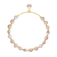 Freshwater Cultured Pearl Bracelet Freshwater Pearl with Brass 14K gold plated Natural & fashion jewelry & for woman two different colored 7mm Sold Per 23 cm Strand