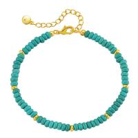 Fashion Turquoise Bracelets Brass with turquoise with 2.36inch extender chain gold color plated fashion jewelry & for woman nickel lead & cadmium free Length Approx 6.29 Inch Sold By PC