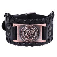 Leather Cord Bracelet with Zinc Alloy plated vintage & Unisex Sold By PC